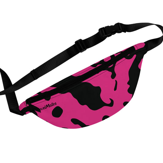 Unisex Fanny Pack | Waist Pack | Hip Pack | Hip Bag | Hips Bag | Waist Bag | Camouflage Fuchsia & Black Design