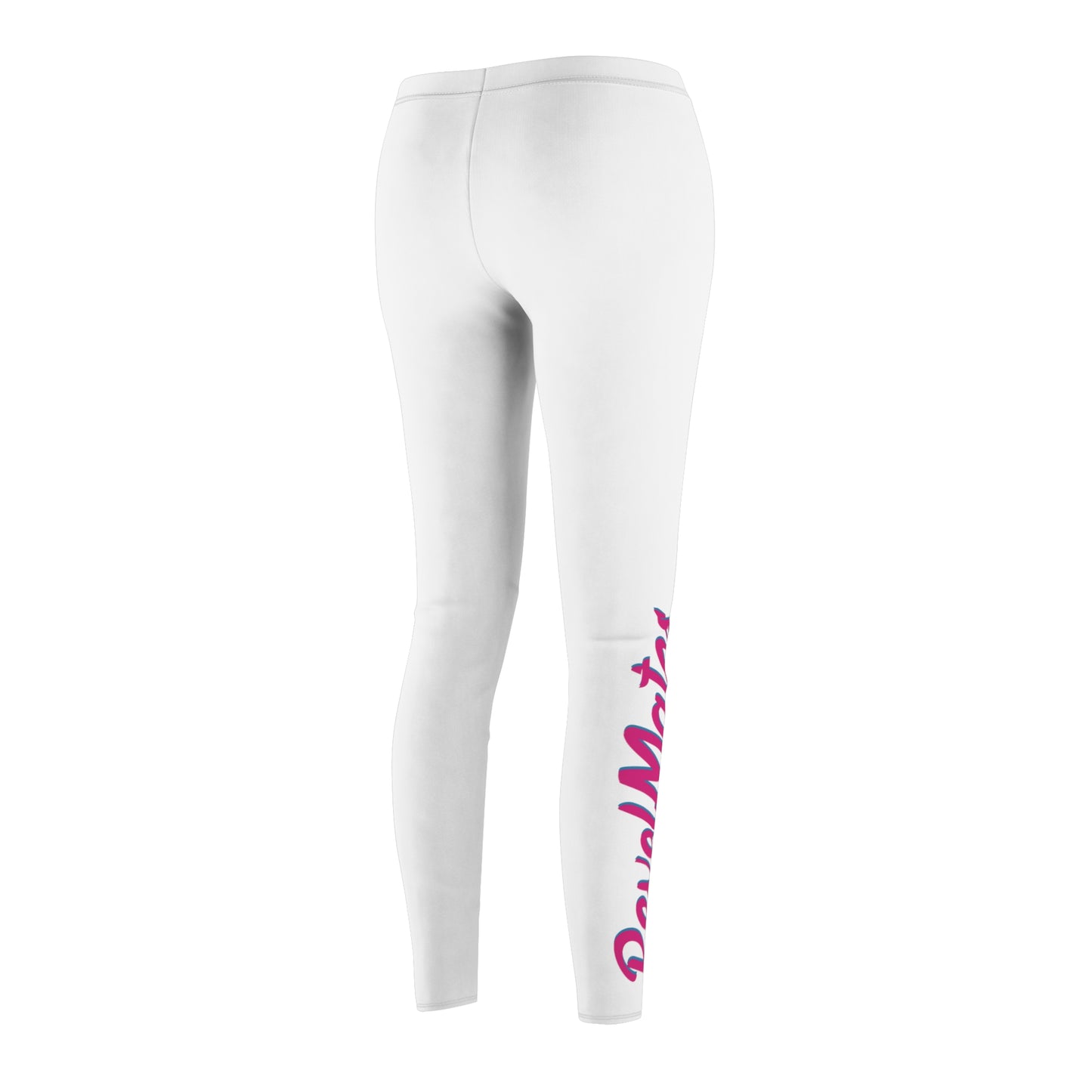 Women's Cut & Sew Casual Leggings | White & Fuchsia RevelMates Design