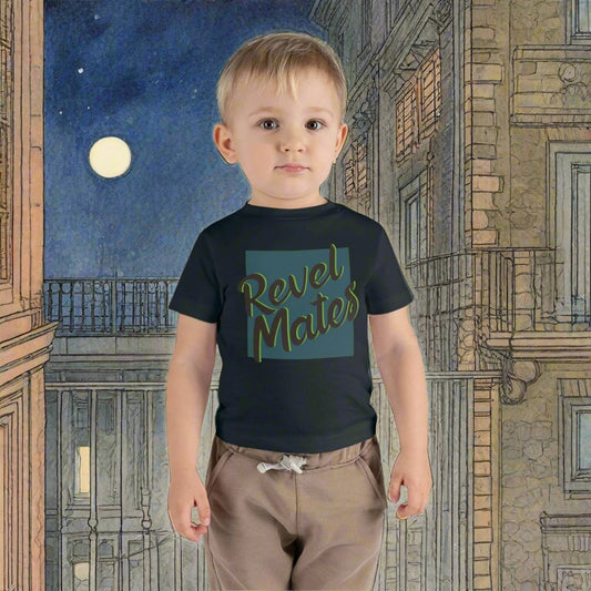 Infant Unisex Lightweight Fine Jersey T-Shirt | 6M-24M | Turquoise & Brown RevelMates Square Design | 4 colors