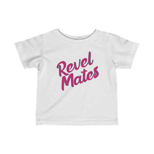 Infant Unisex Lightweight Fine Jersey T-Shirt | 6M-24M | White & Fuchsia RevelMates Design