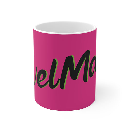 Ceramic Mug 11oz (330 ml) | Fuchsia & Black RevelMates Design