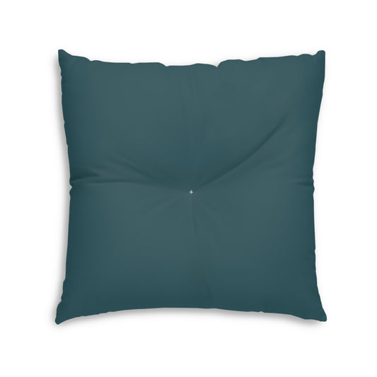 Square Tufted Floor Pillow | for Pets and Companions | Turquoise & Brown RevelMates Design