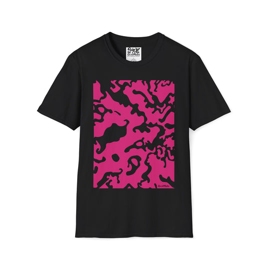 Unisex Softstyle T-Shirt | Camouflage Fuchsia & Black Design