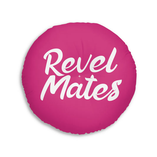 Round Tufted Floor Pillow | for Pets and Companions | Camouflage Fuchsia & White Design