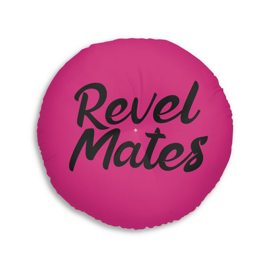 Round Tufted Floor Pillow | for Pets and Companions | Camouflage Fuchsia & Black Design