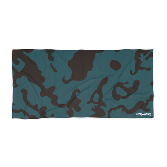 Beach Towel | Camouflage Turquoise & Brown Design