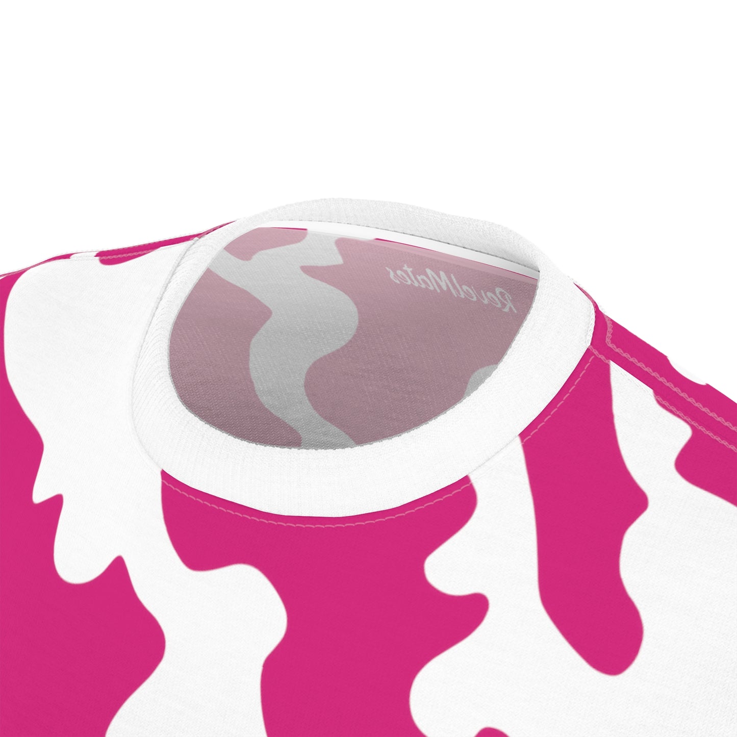 Unisex Cut & Sew T-Shirt | All Over Print Tee | Camouflage Fuchsia & White Design