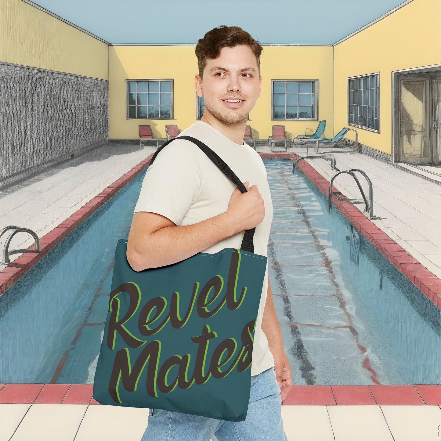 Tote Bag | All Over Print Bag | Turquoise & Brown RevelMates Design