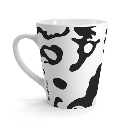 Latte Mug 12oz (350 ml) | Camouflage Black & White Design