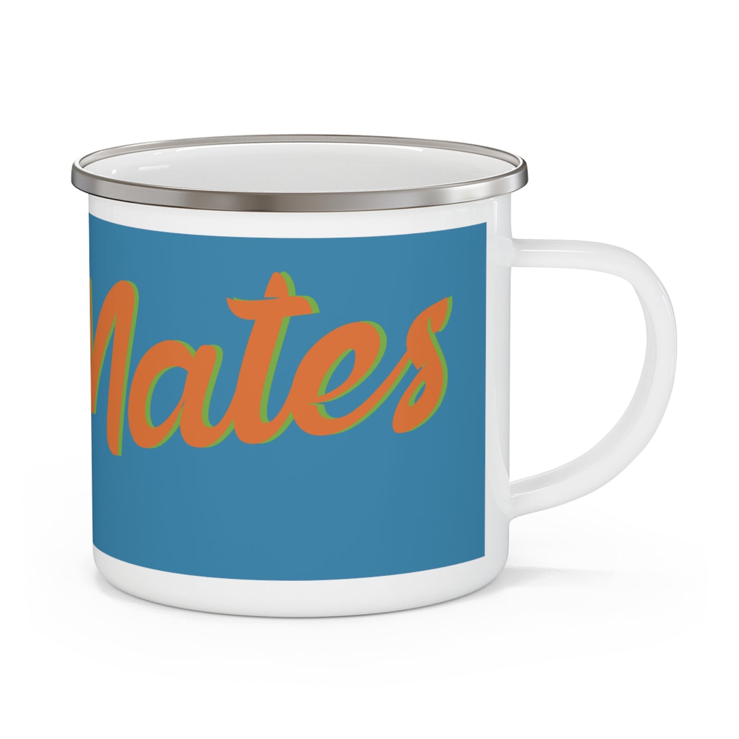 Enamel Camping Mug 12oz (350ml) | Blue & Orange RevelMates Design