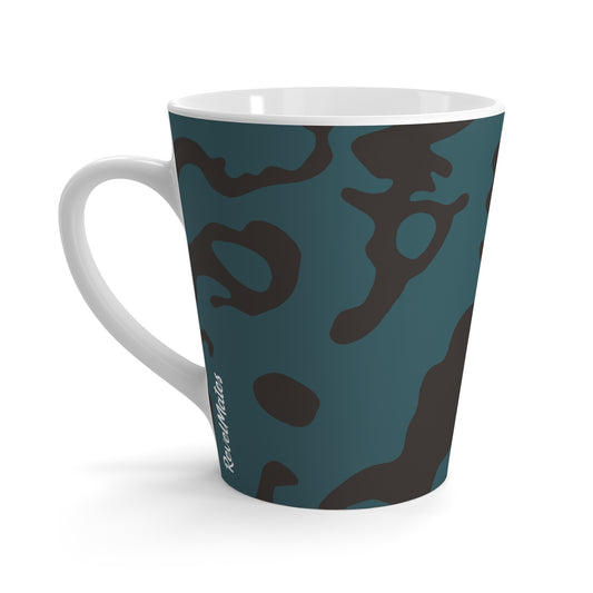 Latte Mug 12oz (350 ml) | Camouflage Turquoise & Brown Design