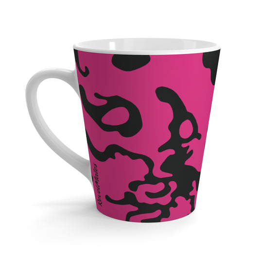 Latte Mug 12oz (350 ml) | Camouflage Fuchsia & Black Design