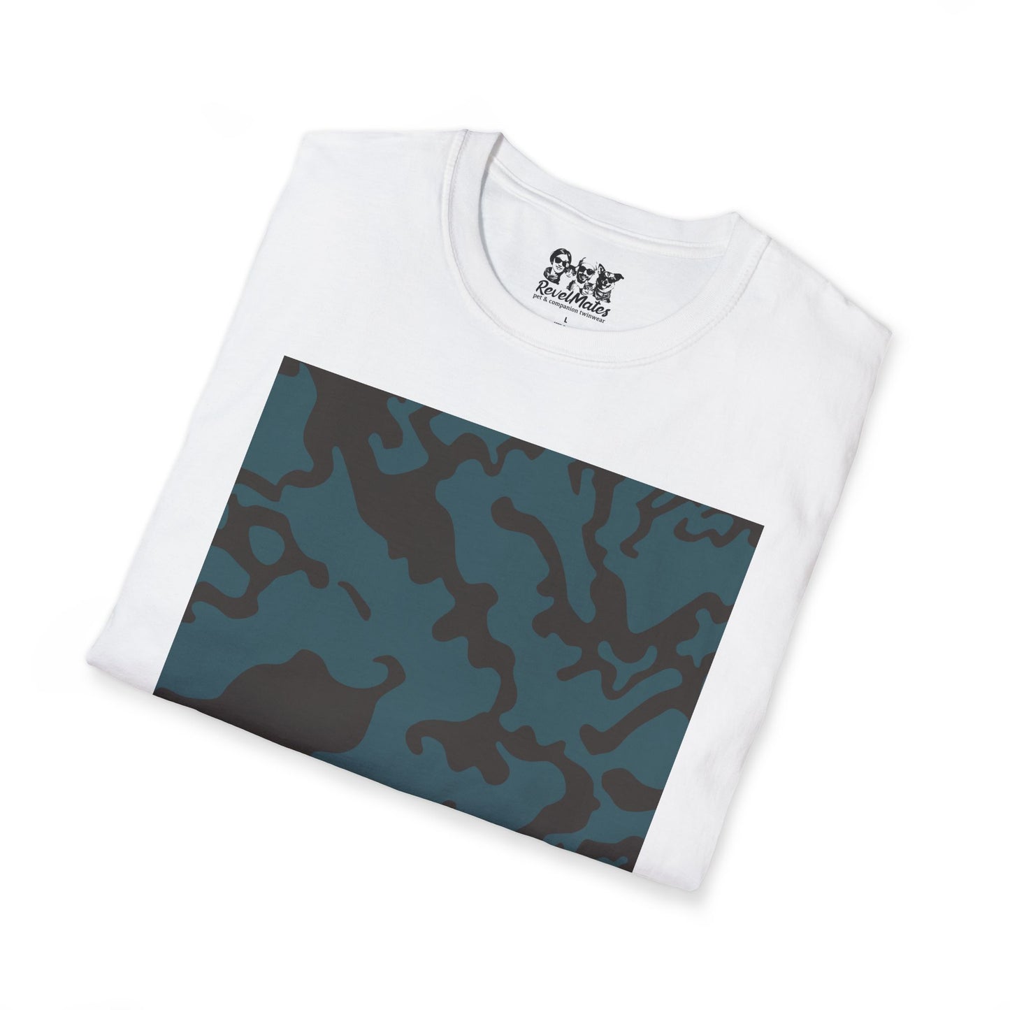 Unisex Softstyle T-Shirt | Camouflage Turquoise & Brown Design