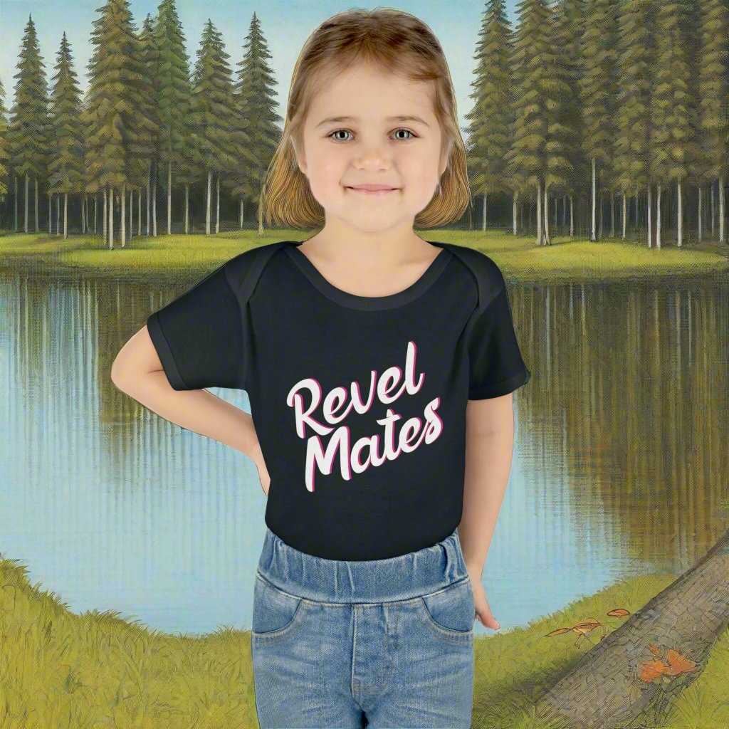 Infant Unisex Baby Rib Bodysuit | NB-24M | Black & White RevelMates Design