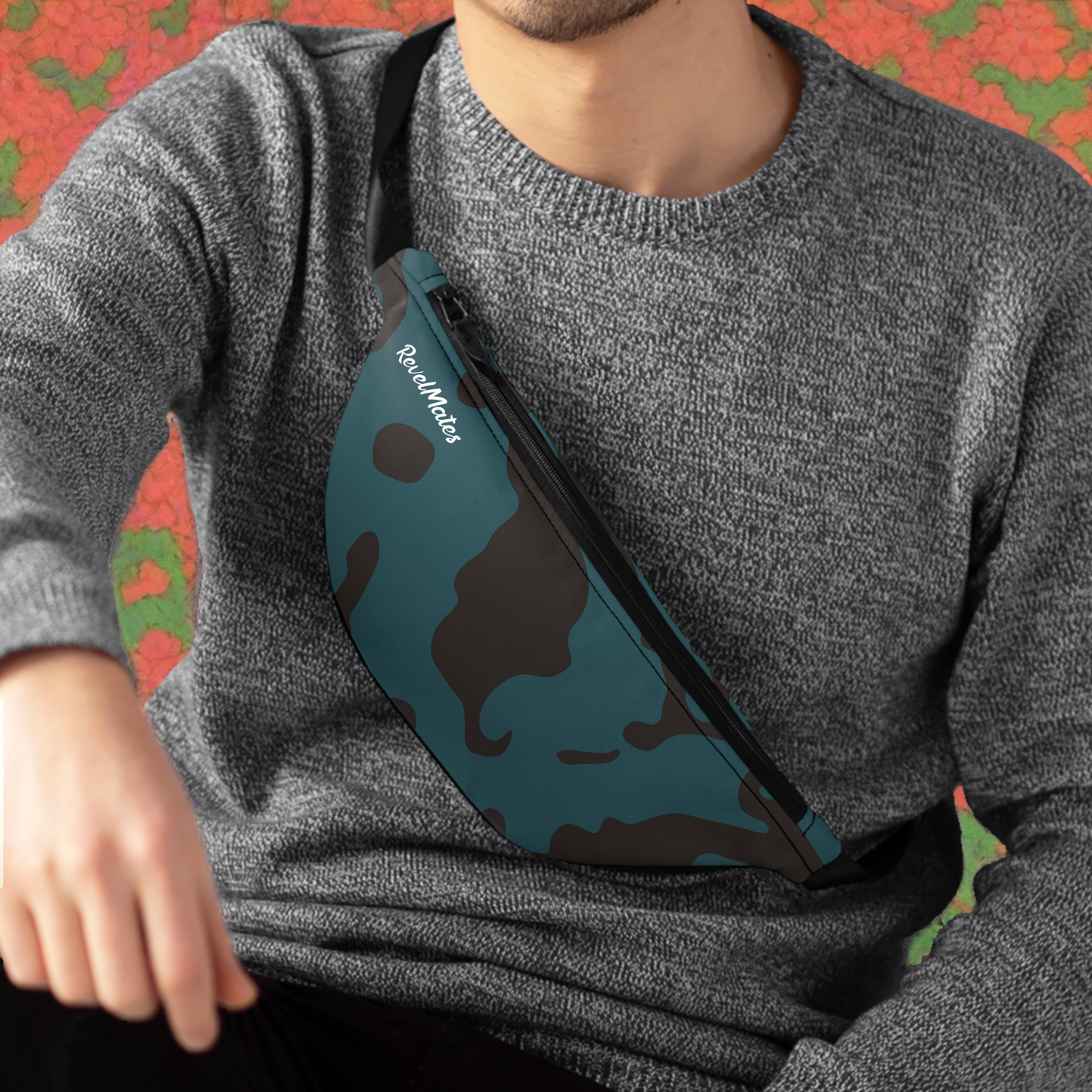 Unisex Fanny Pack | Waist Pack | Hip Pack | Hip Bag | Hips Bag | Waist Bag | Camouflage Turquoise & Brown Design