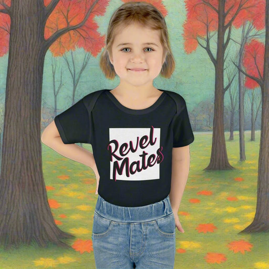 Infant Unisex Baby Rib Bodysuit | NB-24M | White & Black RevelMates Square Design | 4 colors