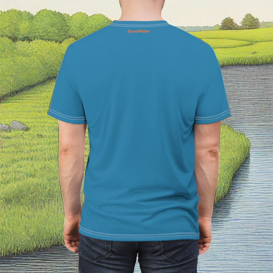 Unisex Cut & Sew T-Shirt | All Over Print Tee | Blue & Orange RevelMates Design