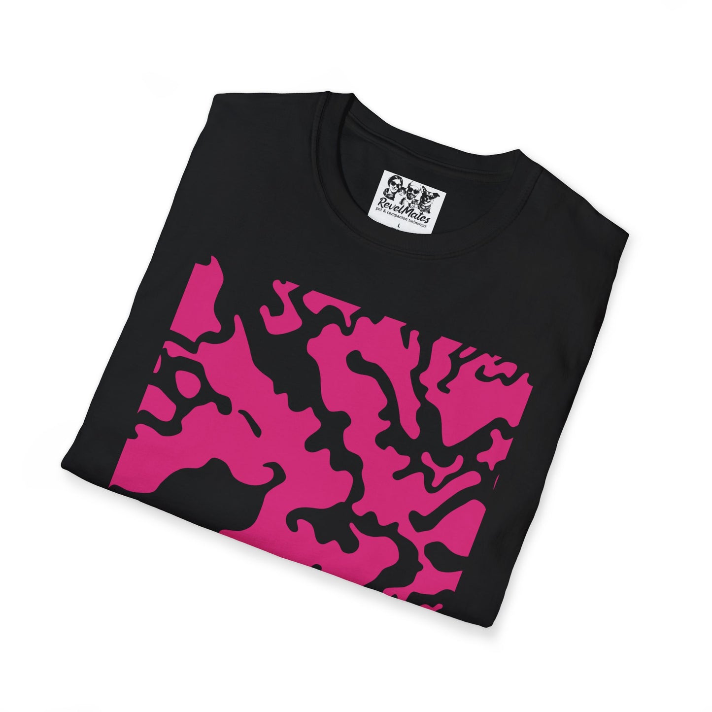 Unisex Softstyle T-Shirt | Camouflage Fuchsia & Black Design