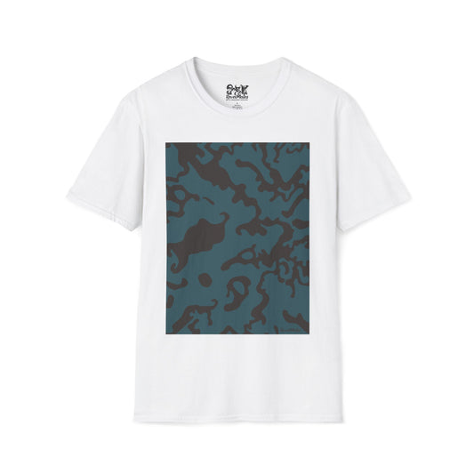 Unisex Softstyle T-Shirt | Camouflage Turquoise & Brown Design