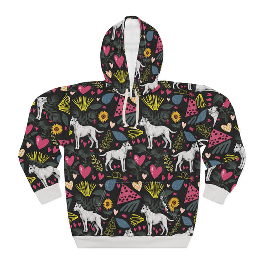 Unisex Cut & Sew Pullover Hoodie | All Over Print Hoodie | Hearts & Tails Design