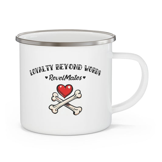 Enamel Camping Mug 12oz (350ml) | Dog Skull Tattoo Design | 4 colors