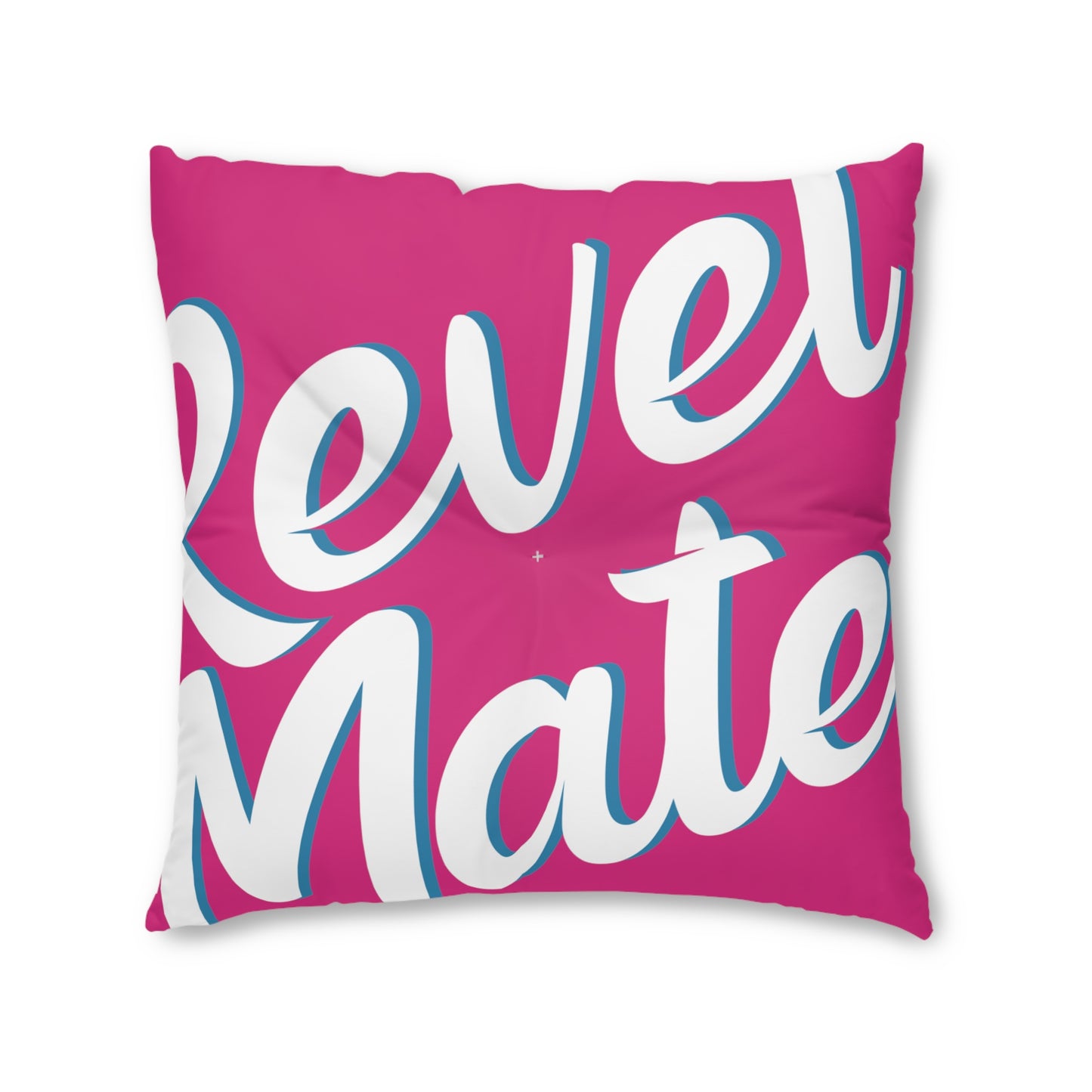 Square Tufted Floor Pillow | for Pets and Companions | Fuchsia & White RevelMates Design