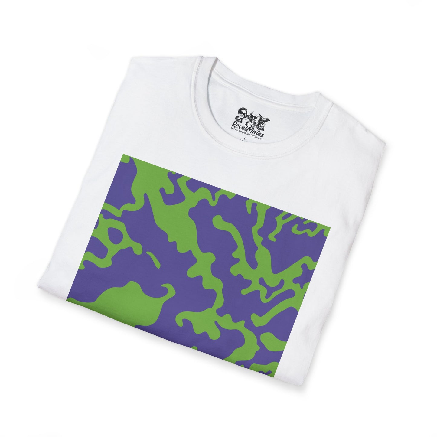 Unisex Softstyle T-Shirt | Camouflage Lavender & Lime Design