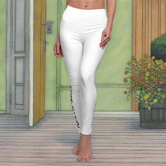 Women's Cut & Sew Casual Leggings | White & Black RevelMates Design