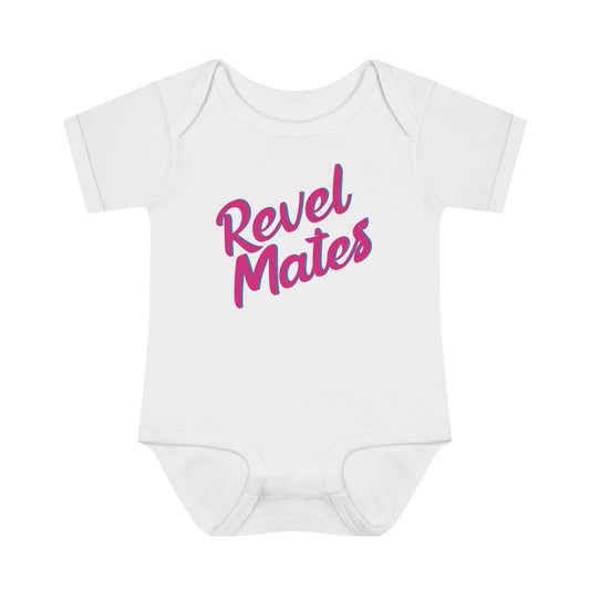 Infant Unisex Baby Rib Bodysuit | NB-24M | White & Fuchsia RevelMates Design