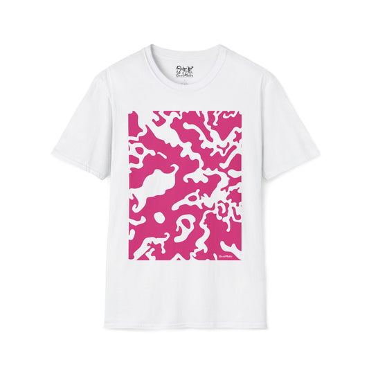 Unisex Softstyle T-Shirt | Camouflage Fuchsia & White Design