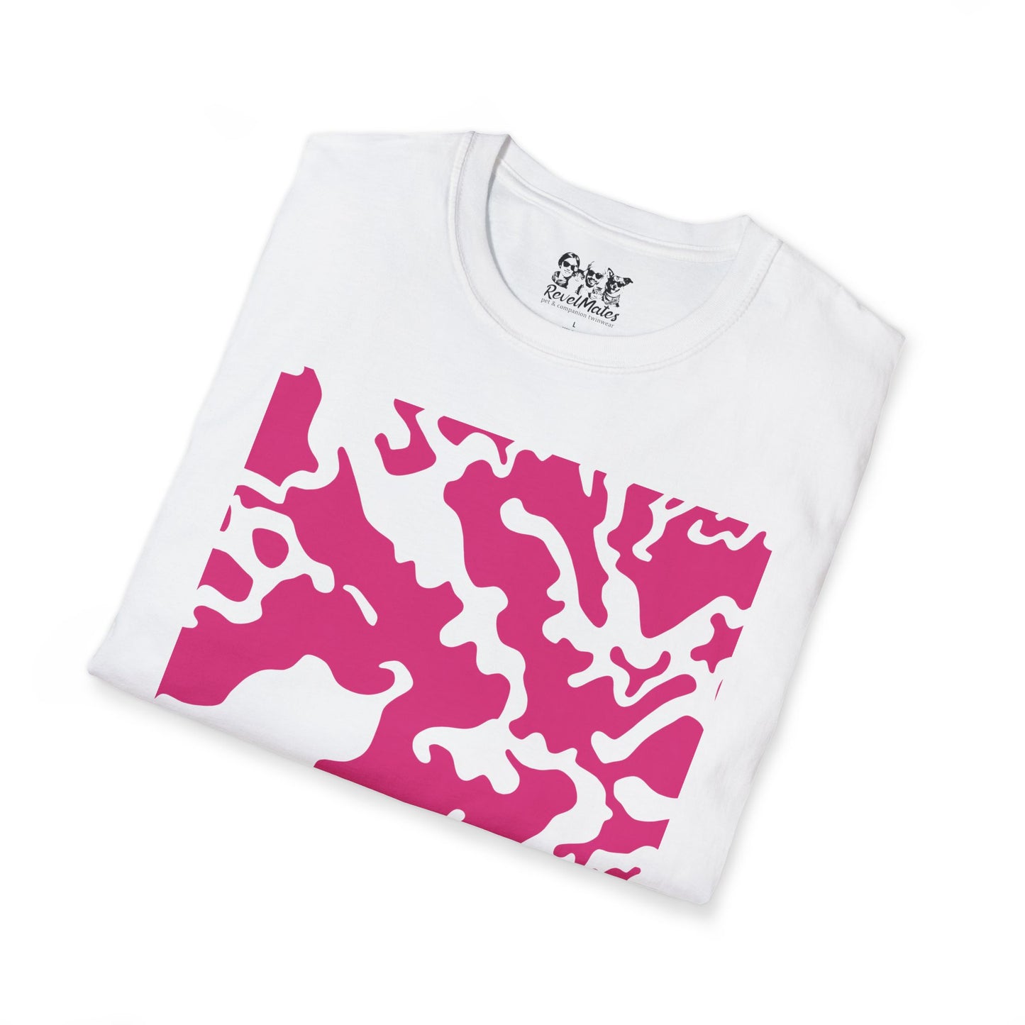 Unisex Softstyle T-Shirt | Camouflage Fuchsia & White Design