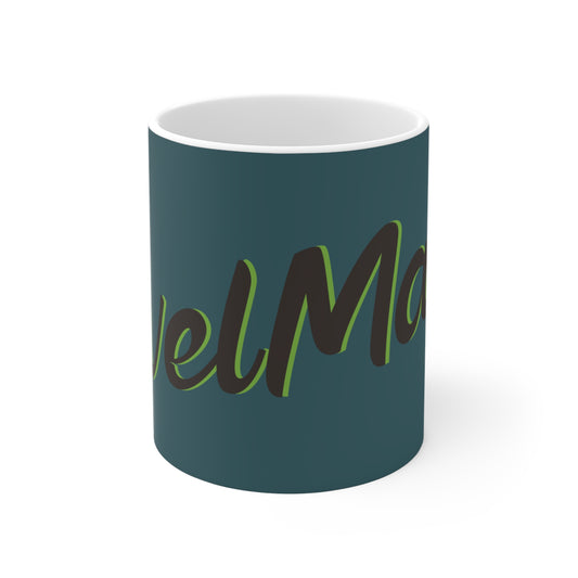 Ceramic Mug 11oz (330 ml) | Turquoise & Brown RevelMates Design
