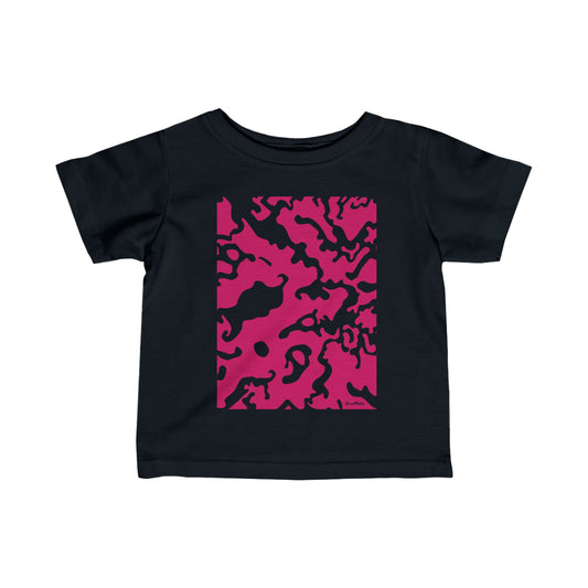 Infant Unisex Lightweight Fine Jersey T-Shirt | 6M-24M | Camouflage Fuchsia & Black Design