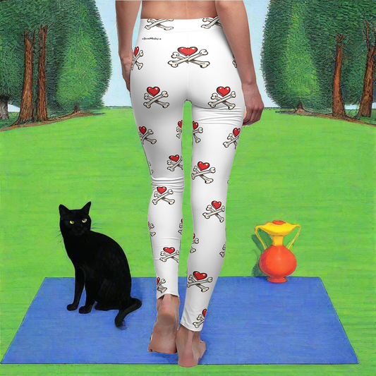 Women's Cut & Sew Casual Leggings | Skull Tattoo Design | 4 colors