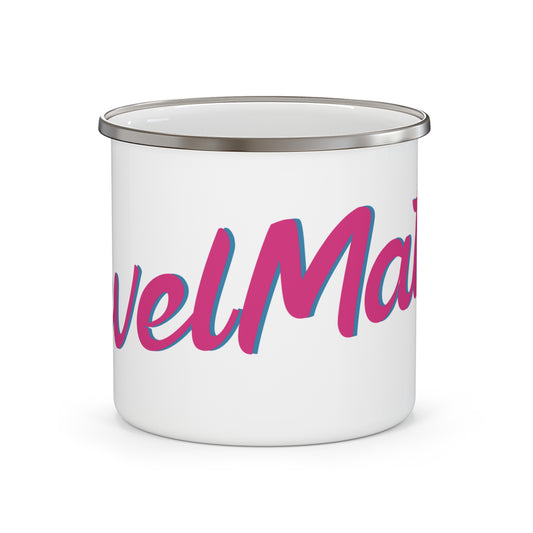 Enamel Camping Mug 12oz (350ml) | White & Fuchsia RevelMates Design