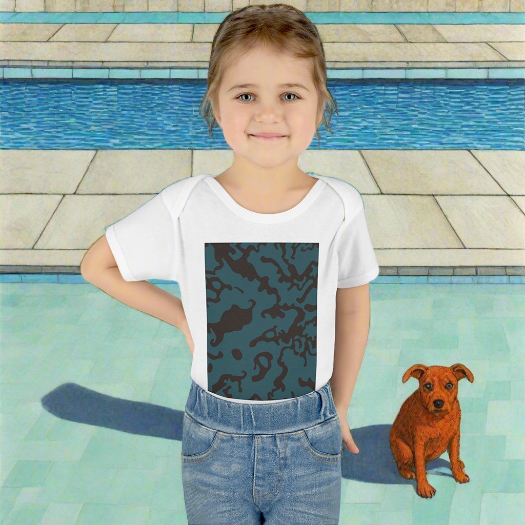 Infant Unisex Baby Rib Bodysuit | NB-24M | Camouflage Turquoise & Brown Design