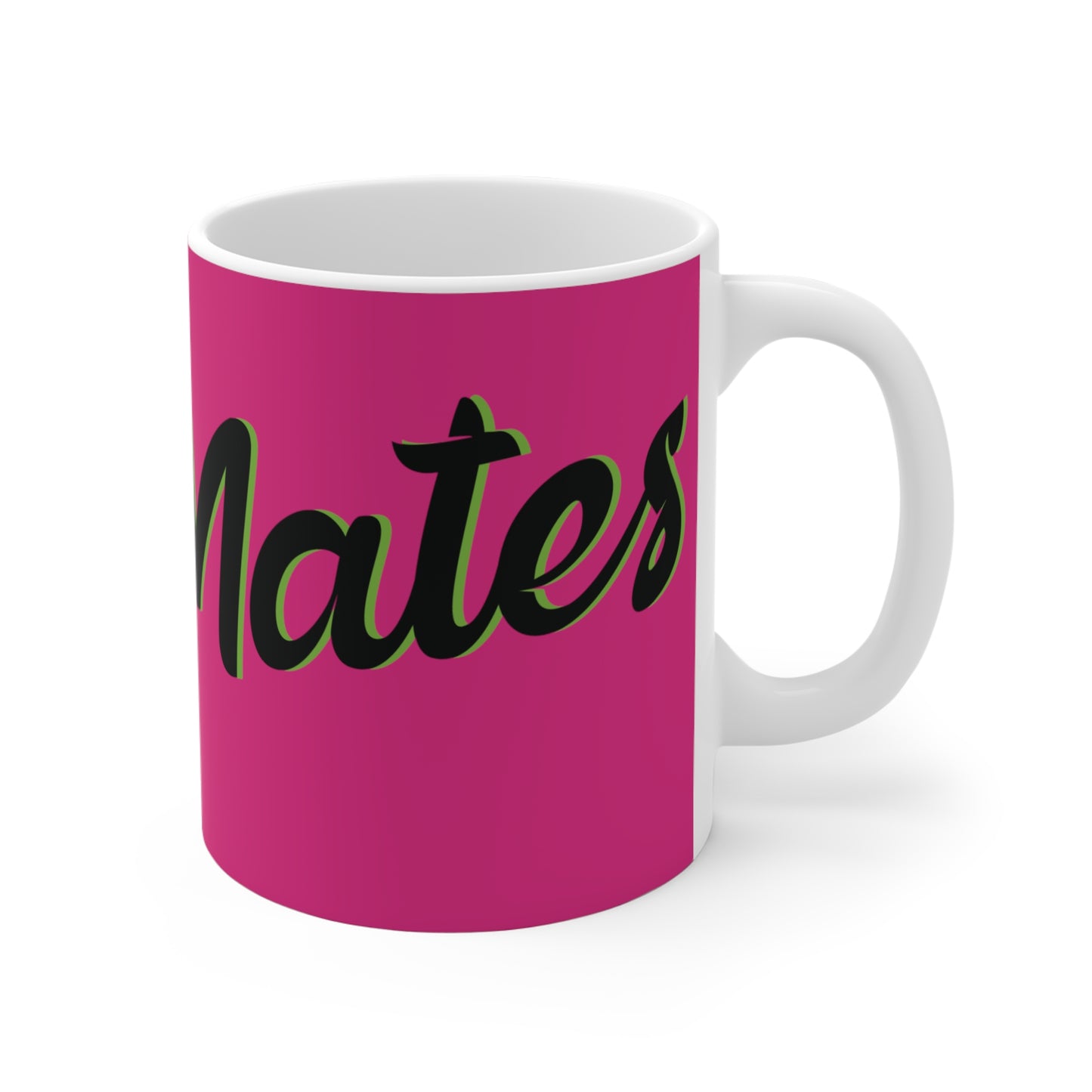 Ceramic Mug 11oz (330 ml) | Fuchsia & Black RevelMates Design