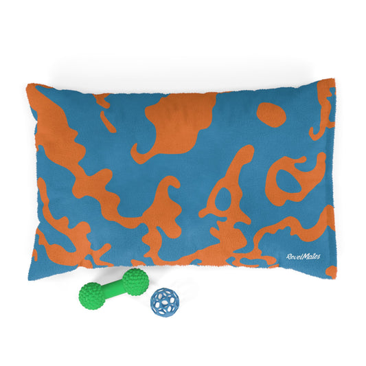 Pet Bed | for Dogs, Cats and all beloved Pets | Camouflage Blue & Orange Design
