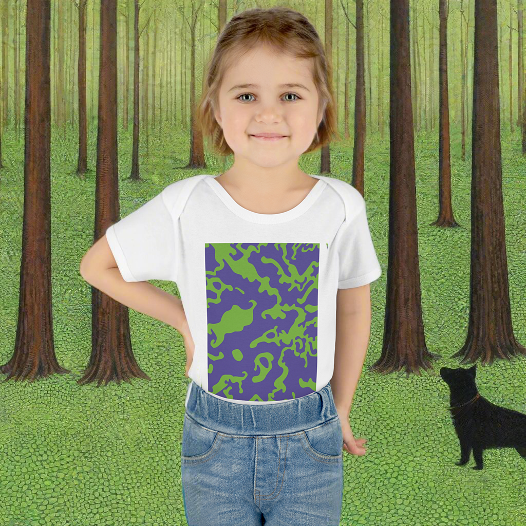 Infant Unisex Baby Rib Bodysuit | NB-24M | Camouflage Lavender & Lime Design