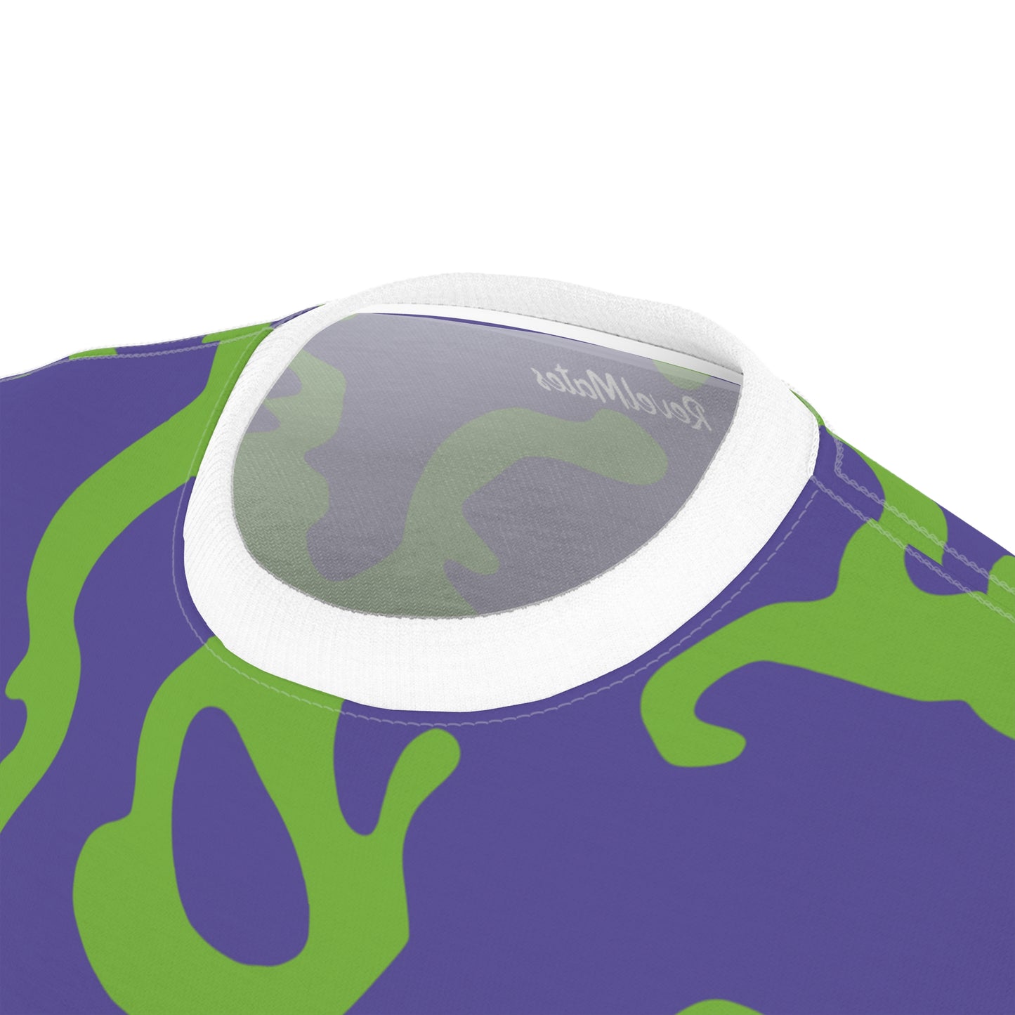 Unisex Cut & Sew T-Shirt | All Over Print Tee | Camouflage Lavender & Lime Design