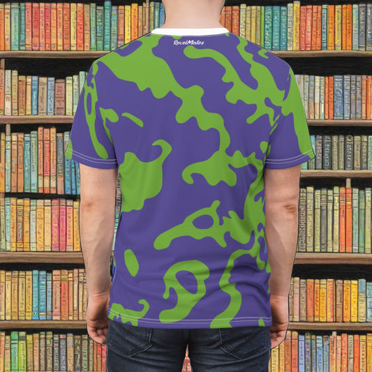 Unisex Cut & Sew T-Shirt | All Over Print Tee | Camouflage Lavender & Lime Design
