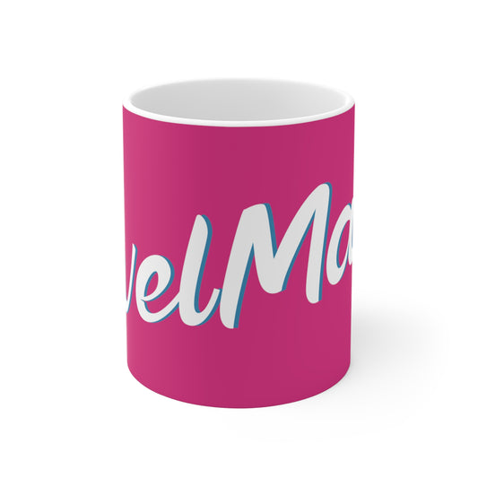 Ceramic Mug 11oz (330 ml) | Fuchsia & White RevelMates Design