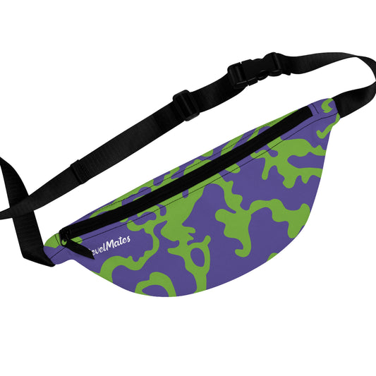 Unisex Fanny Pack | Waist Pack | Hip Pack | Hip Bag | Hips Bag | Waist Bag | Camouflage Lavender & Lime Design