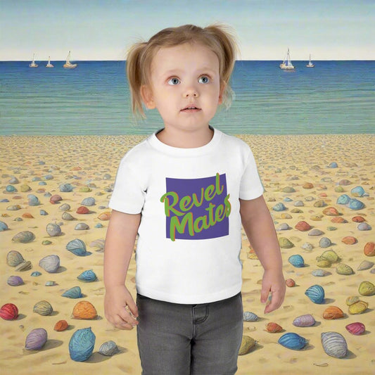 Infant Unisex Fine Jersey T-Shirt | 6M-24M | Lavender & Lime RevelMates Square Design | 4 colors