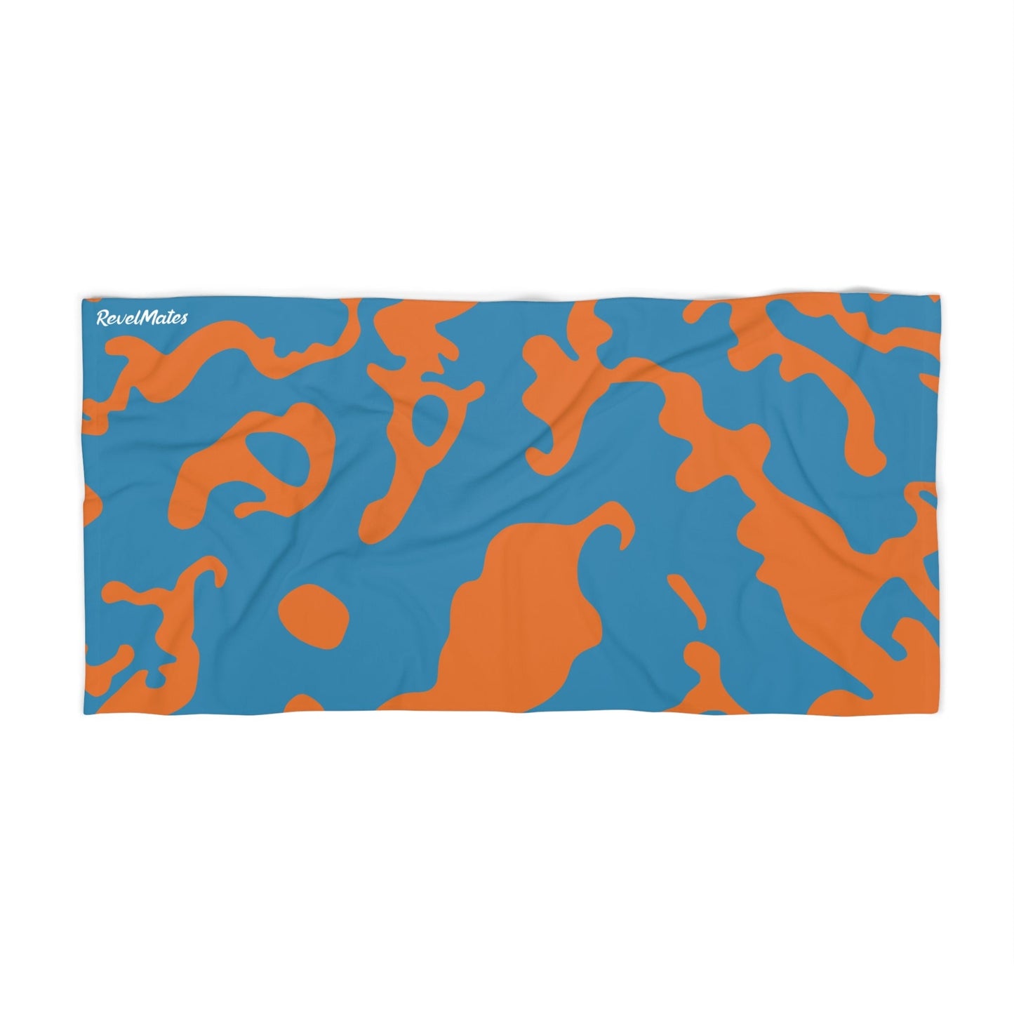 Pet Bath Towel | Camouflage Blue & Orange Design