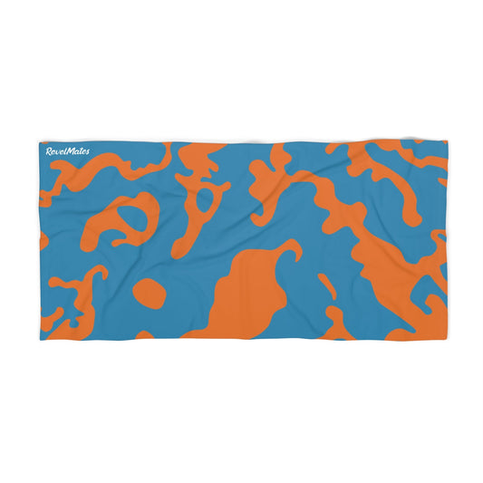 Pet Bath Towel | Camouflage Blue & Orange Design