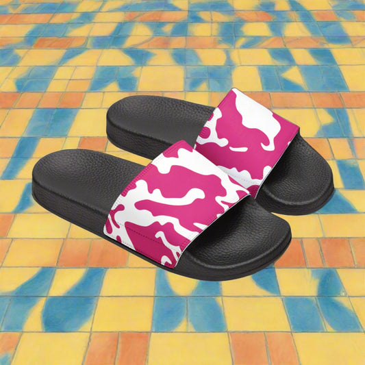 Women's Removable Strap Sandals | Camouflage Fuchsia & White Design | 2 colors