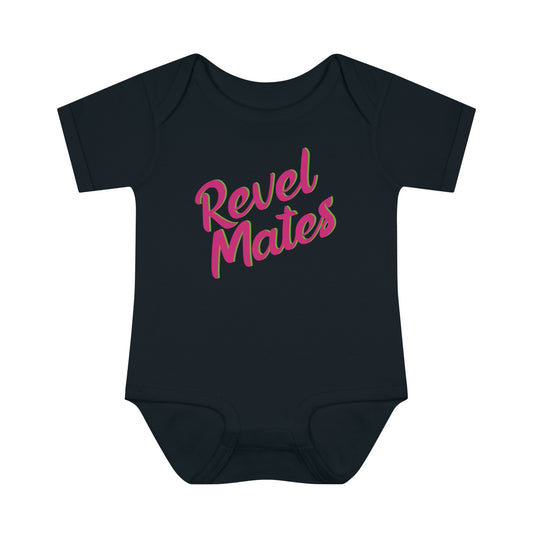 Infant Unisex Baby Rib Bodysuit | NB-24M | Black & Fuchsia RevelMates Design