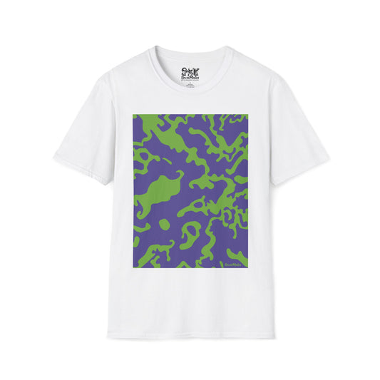 Unisex Softstyle T-Shirt | Camouflage Lavender & Lime Design