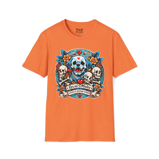 Unisex Softstyle T-Shirt | Heather and Antique Colors | Dog Skull Tattoo Design | 15 colors